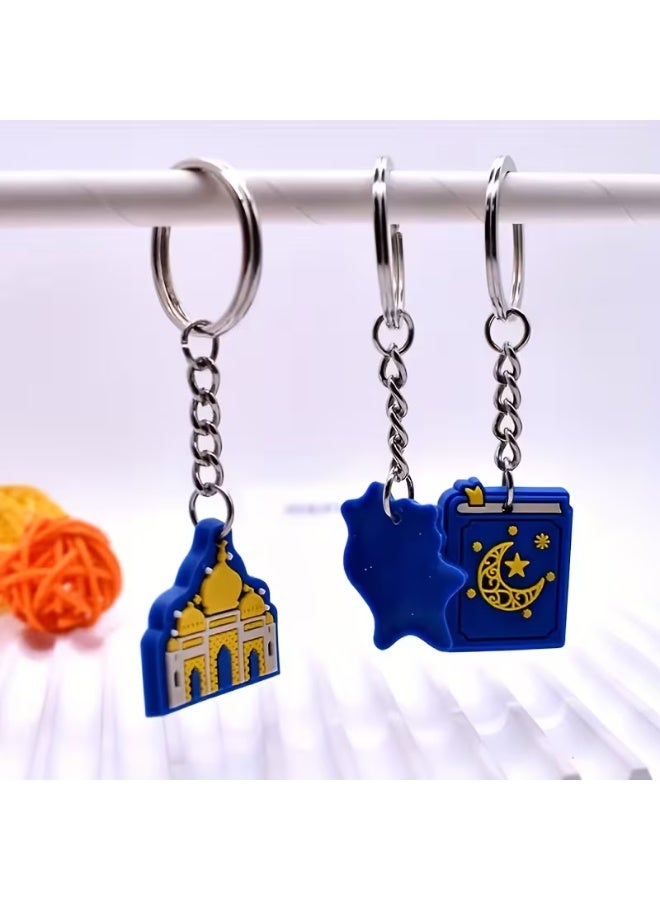 مجموعة سلاسل مفاتيح عيد مبارك (10 قطع) | سلاسل ملونة من مادة PVC بتصميمات هلال ونجمة ومسجد إسلامي، مناسبة لشهر رمضان وعيد الفطر | إكسسوارات للحقائب والمحافظ - Image 2